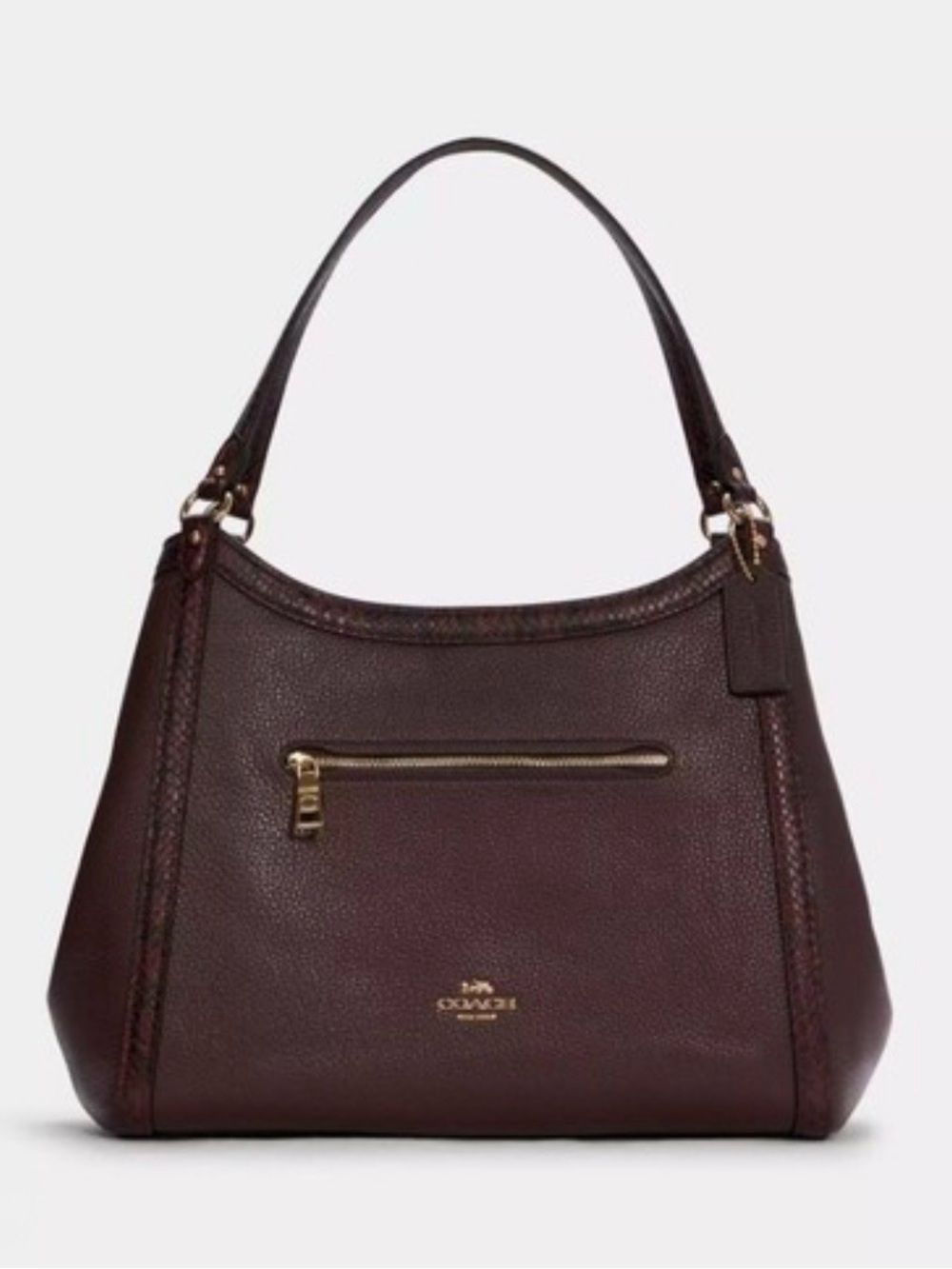Coach Pebble Leather Shoulder Bag in Burgundy